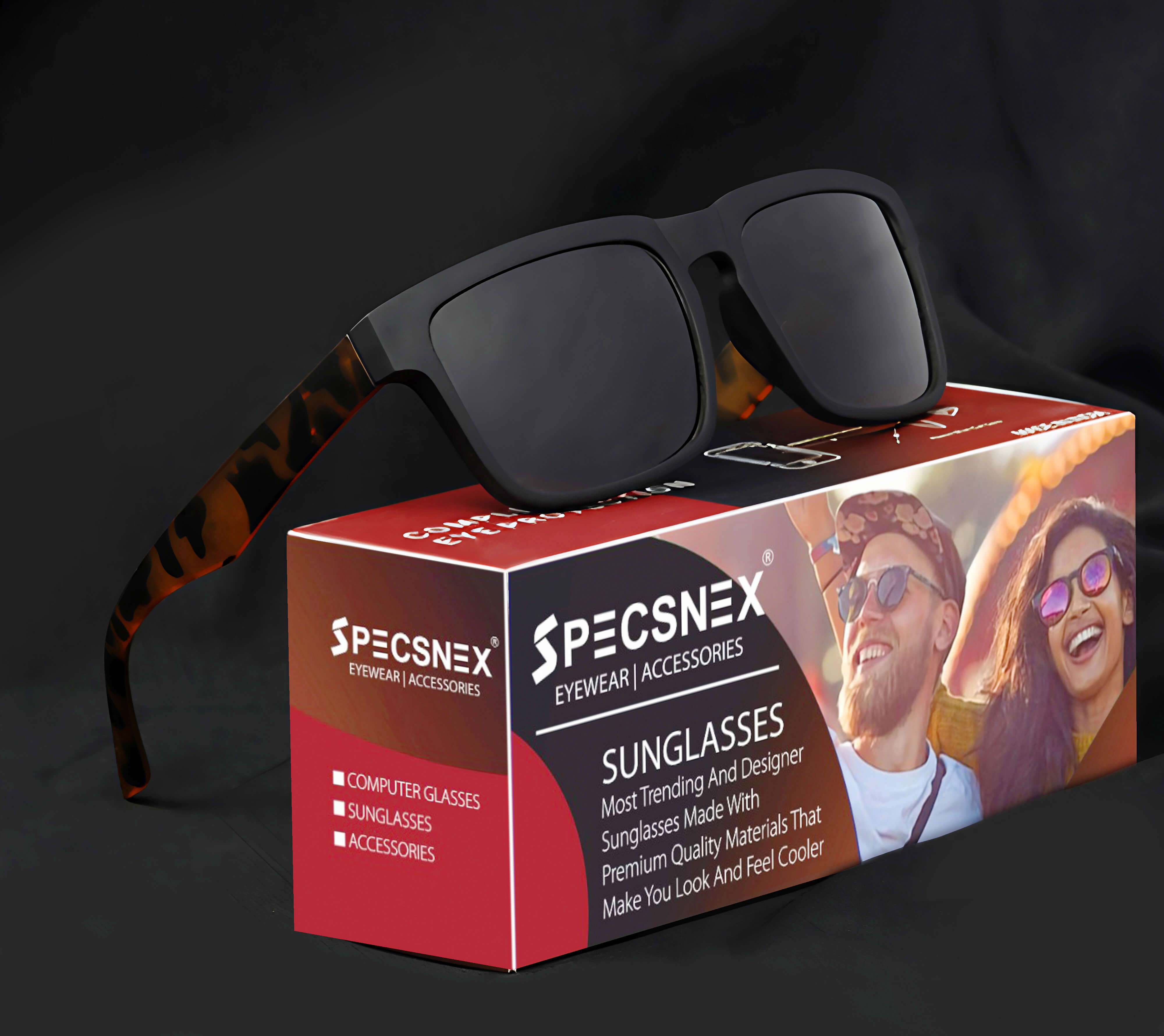 Specsnex Polarized UV 400 Rubber Coated Leopord design Sunglasses