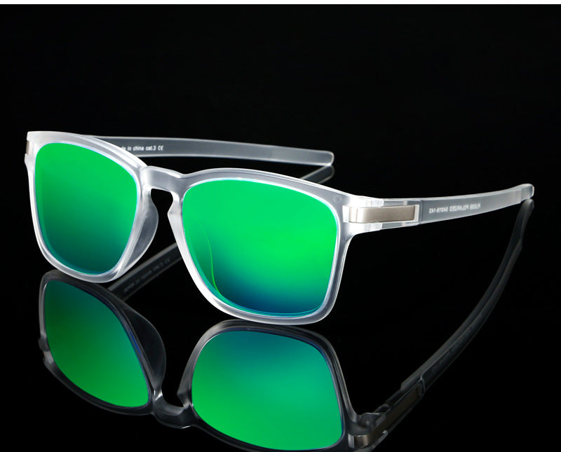Specsnex TAC UV Protected Retro Transparent Green Polarized Sunglasses For Men