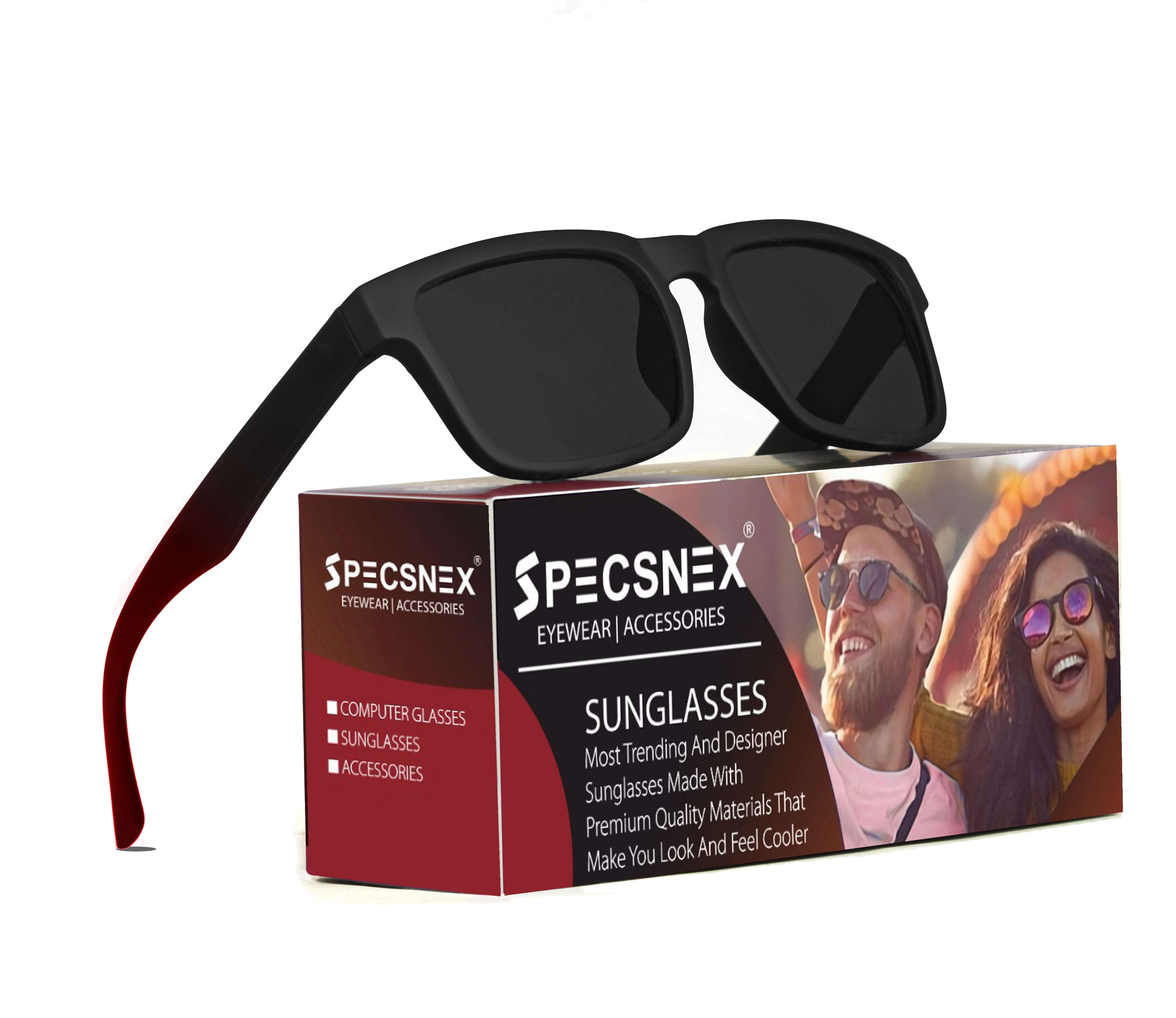 Specsnex Rubber Coated Velvet Touch Polarized Square Designer Sunglasses UV400