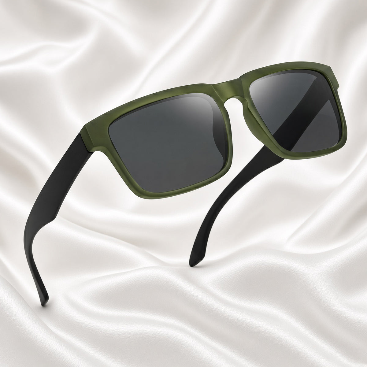 Specsnex x CP | Rubber Finish Square Sunglasses | Dark Olive TR90 Frame | 100% UV Protection