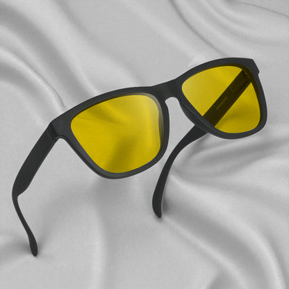 Specsnex x CATLY | Black Frame Night Vision Lenses | Rubber Coated Cat Eyed TR90 Frames With 100% UV Protected  Lenses