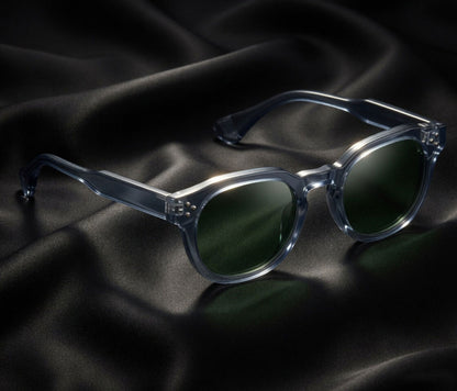 Specsnex x ROBUST | Grey Frame Green Lens | Glossy Round TR90 Frame With 100% UV Protected Lenses