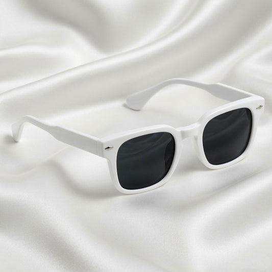 Specsnex x Thicker | White Frame Black Lens | Square Tr90 Glossy Frame With Black 100% UV Protected Lenses
