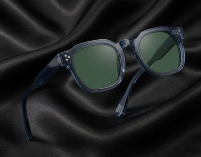 Specsnex x ROBUST | Grey Frame Green Lens | Glossy Round TR90 Frame With 100% UV Protected Lenses
