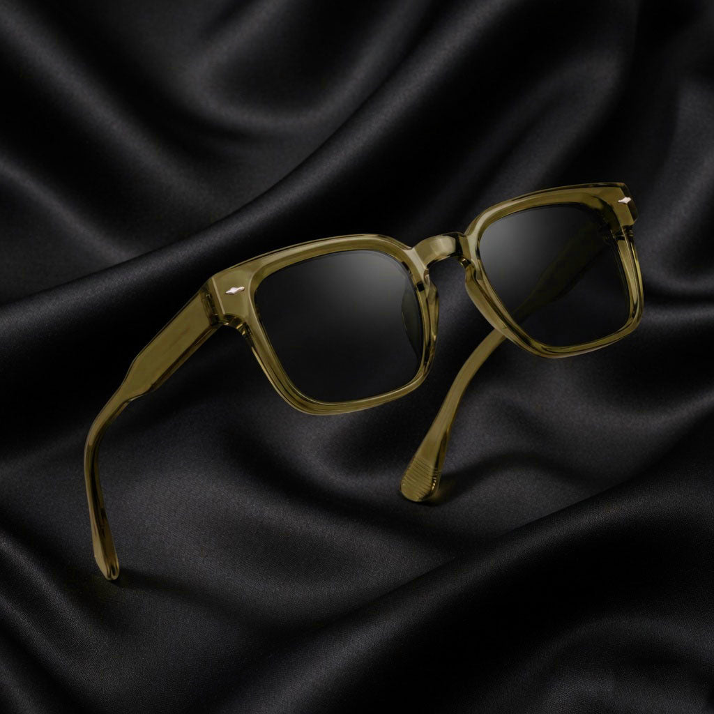 Specsnex x Thicker | Glossy Square Sunglasses | Dark Olive TR90 Frame | 100% UV Protection