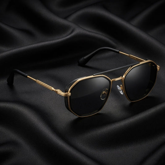 THE KING | Metal Gold Square Frame WIth 100% UV Protected Lenses