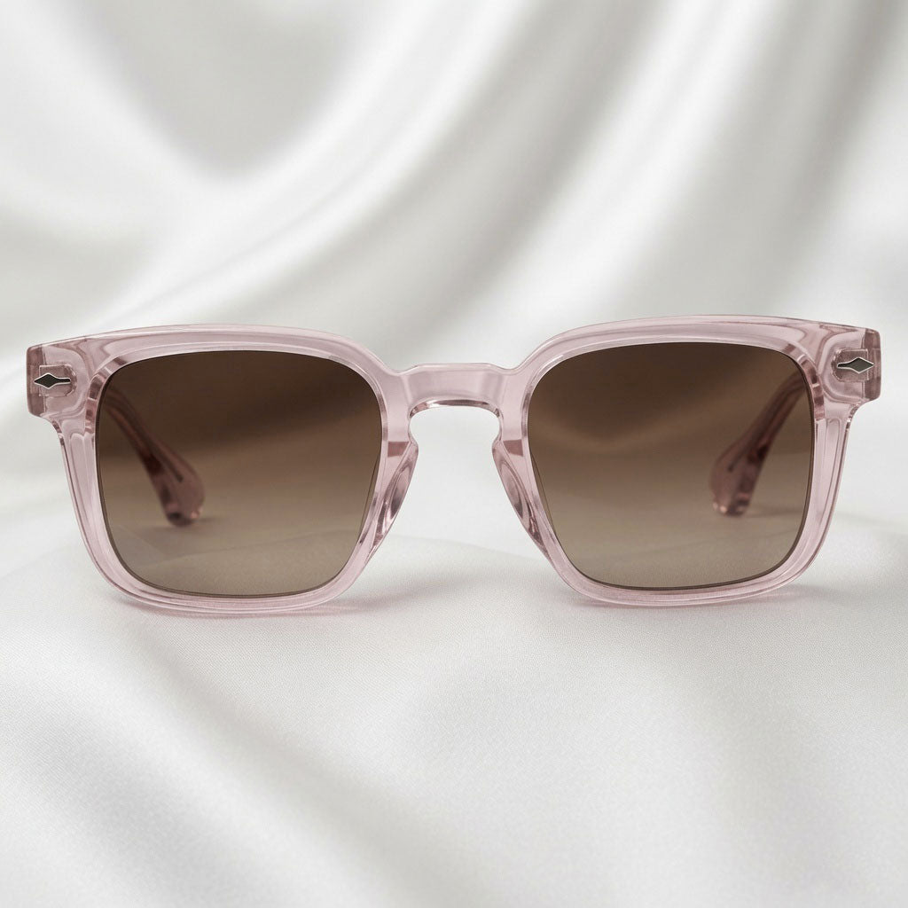 Specsnex x Thicker | Light Pink Frame Brown Lens | Tr90 Glossy Square Frame With 100% UV Protected Lenses