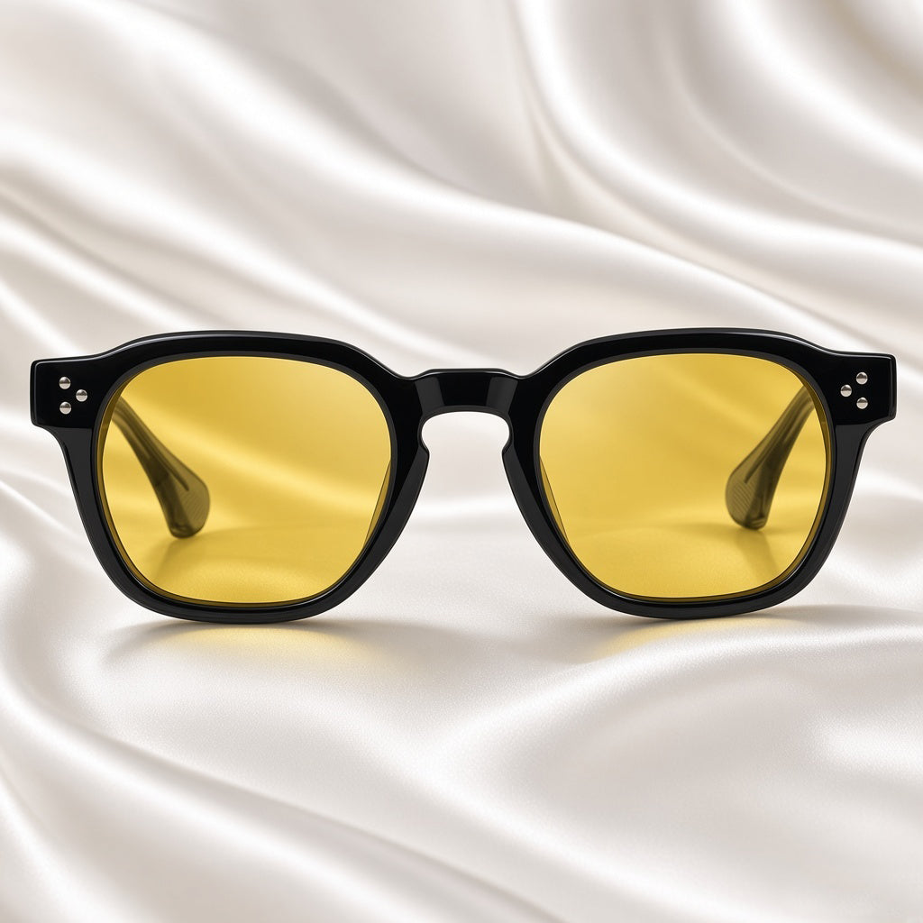 Specsnex x Robust | Glossy Round Sunglasses | BLACK TR90 Frame | Night Vision 100% UV Lenses