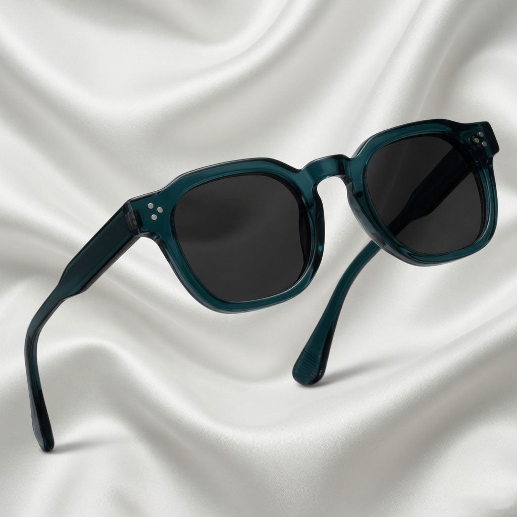 Specsnex x Robust | Glossy Round Sunglasses | Dark Teal TR90 Frame | 100% UV Protection