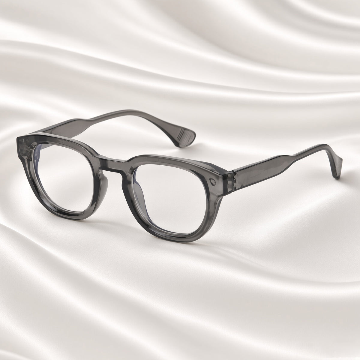Specsnex x NOVA| Glossy Round Glasses | DARK GREY TR90 Frame | Clear 100% UV Lenses