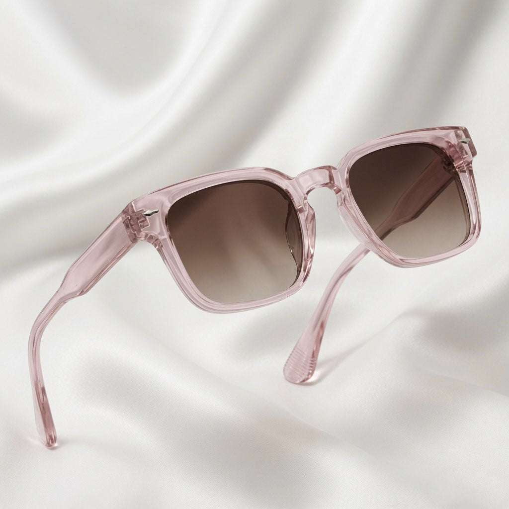 Specsnex x Thicker | Light Pink Frame Brown Lens | Tr90 Glossy Square Frame With 100% UV Protected Lenses