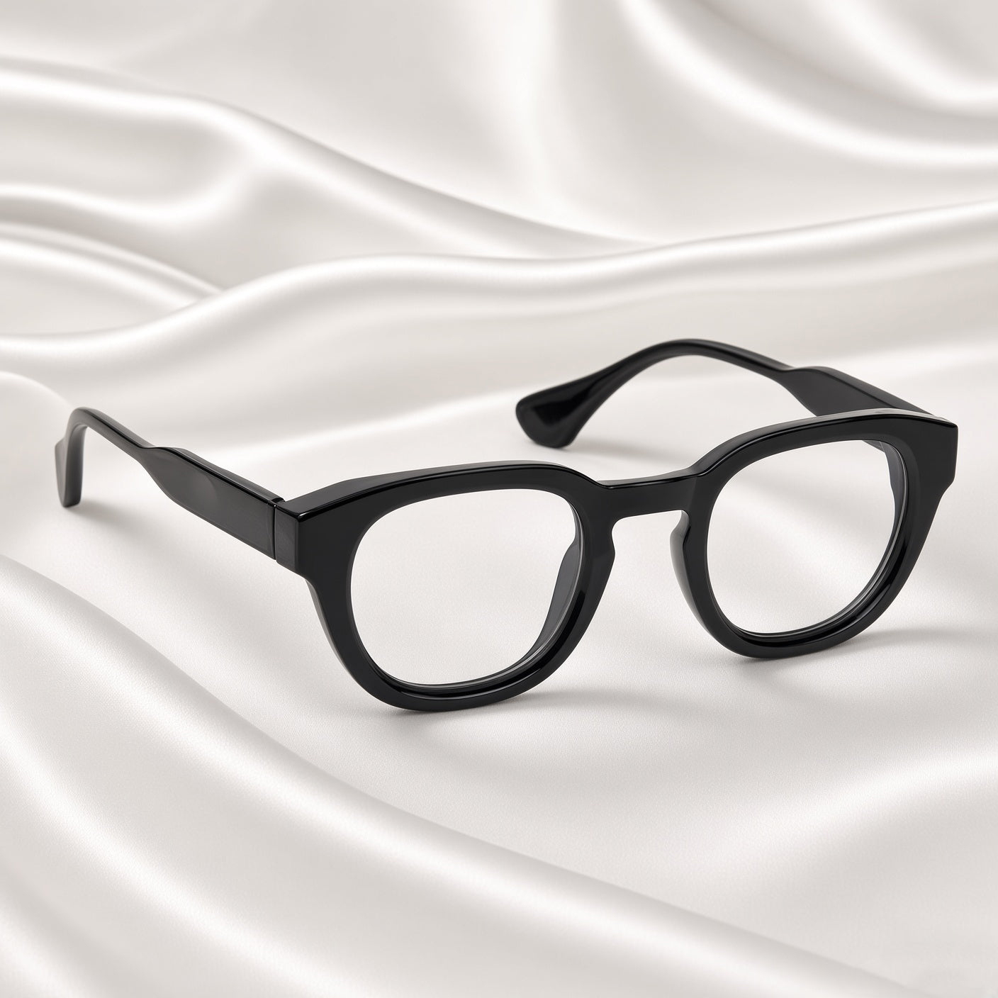 Specsnex x NOVA| Glossy Round Glasses | BLACK TR90 Frame | Clear 100% UV Lenses