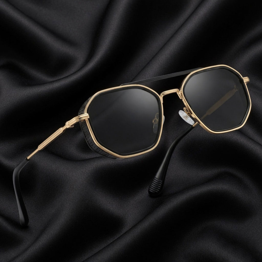 Specsnex x KING | Metal Gold Square Frame WIth 100% UV Protected Lenses