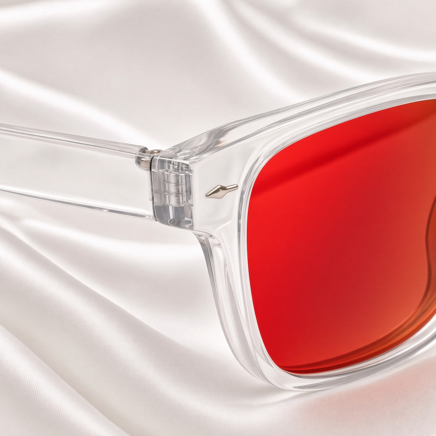 Specsnex x Thicker | Glossy Square Sunglasses | Transparent TR90 Frame | Red Mirror 100% UV Lenses