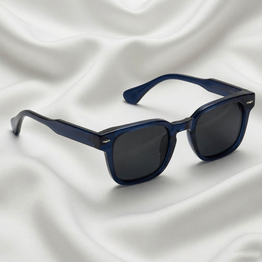 Specsnex x THICKER Sunglasses | Glossy Navy Blue Frame, Black Lenses | Square TR90 Frame With 100% UV Protected Lenses