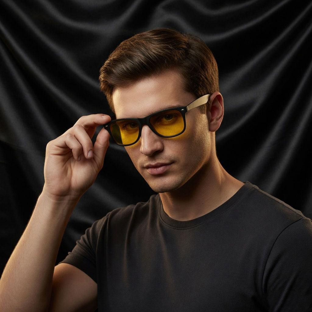 Specsnex x LEGACY | Black Frame Night Vision Lens|  Rubber Coated Wayfarer TR90 Frames With UV Protected Lenses