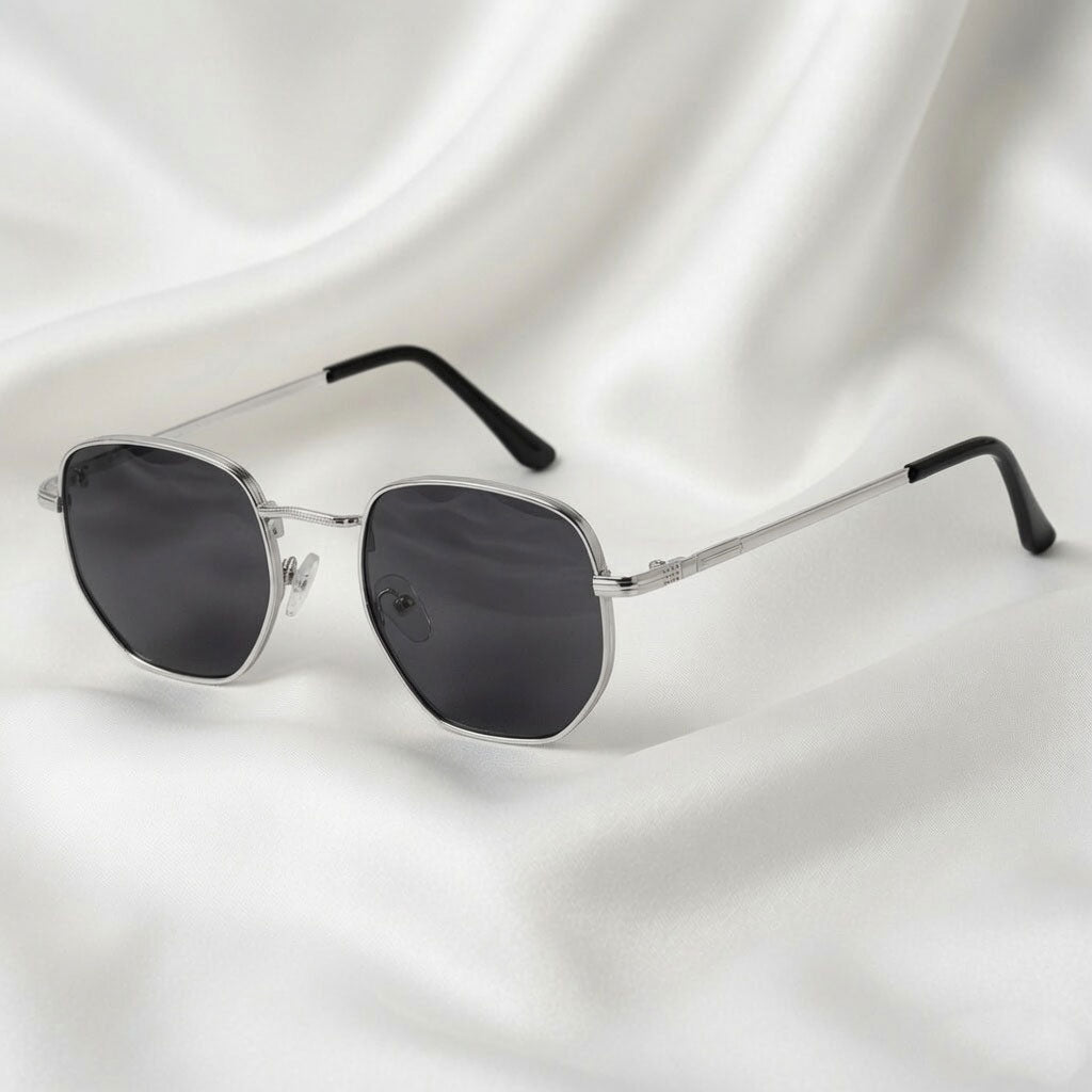 Specsnex x Orbit | Silver Metal Round Frame WIth Black 100% UV Protected Lenses