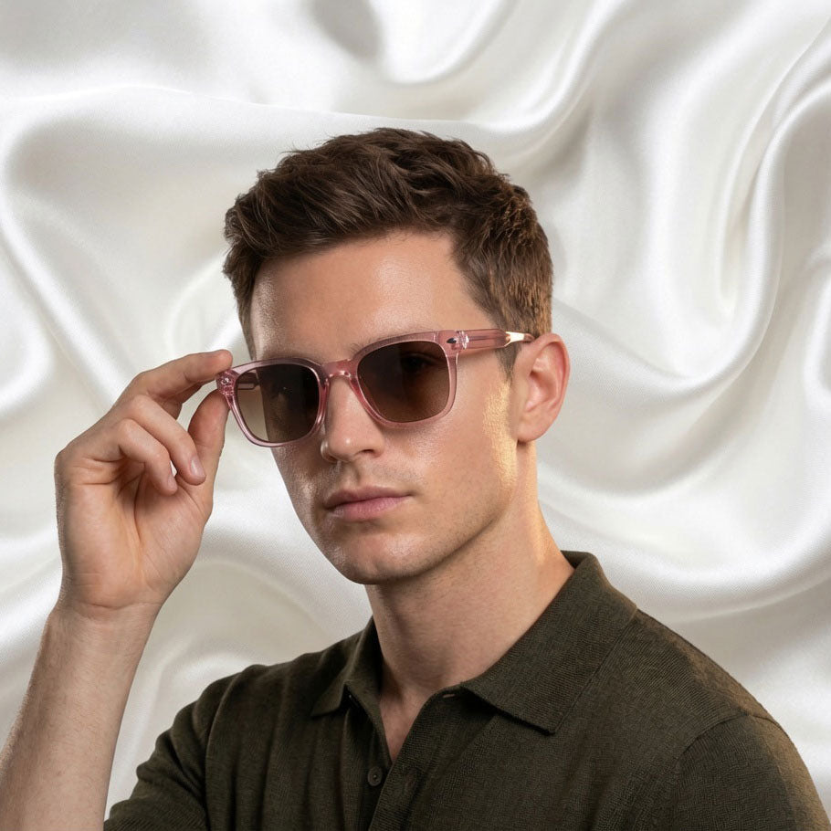 Specsnex x Thicker | Light Pink Frame Brown Lens | Tr90 Glossy Square Frame With 100% UV Protected Lenses