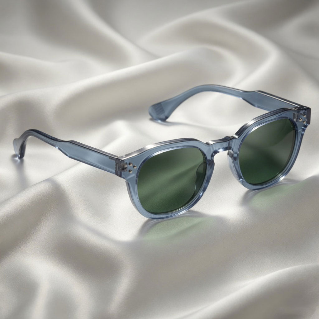 Specsnex x ROBUST | Grey Frame Green Lens | Glossy Round TR90 Frame With 100% UV Protected Lenses