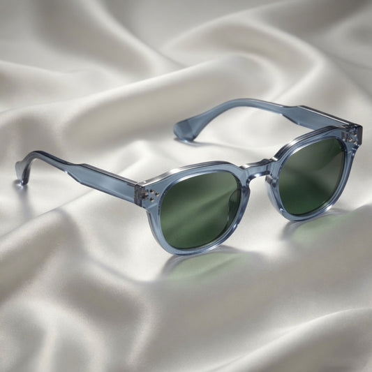 Specsnex x ROBUST | Grey Frame Green Lens | Glossy Round TR90 Frame With 100% UV Protected Lenses