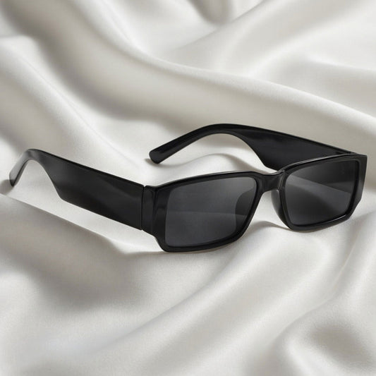 Specsnex x CONTOUR Sunglasses | Full Black Glossy Rectangular TR90 Frame With 100% UV Protected Lenses