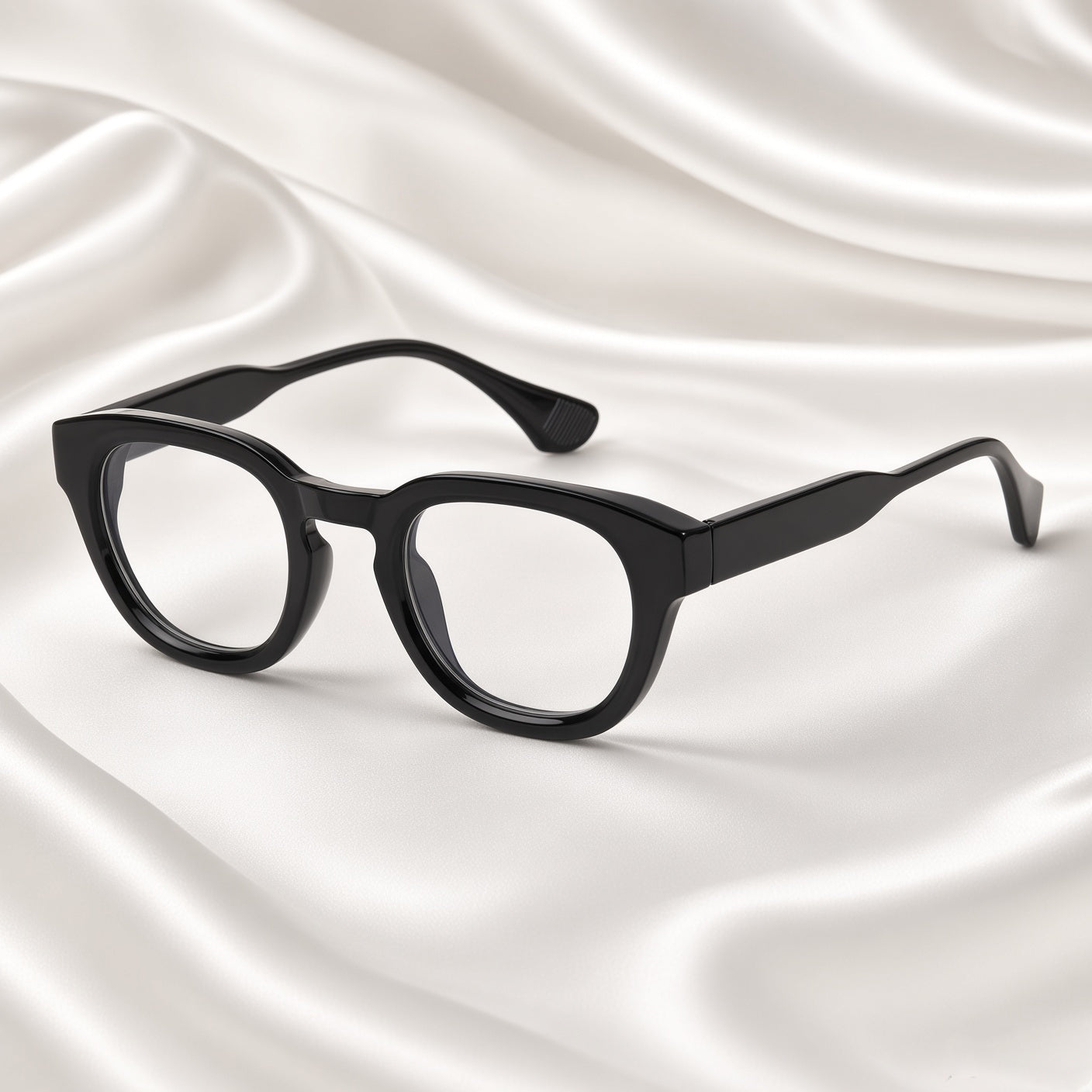 Specsnex x NOVA| Glossy Round Glasses | BLACK TR90 Frame | Clear 100% UV Lenses
