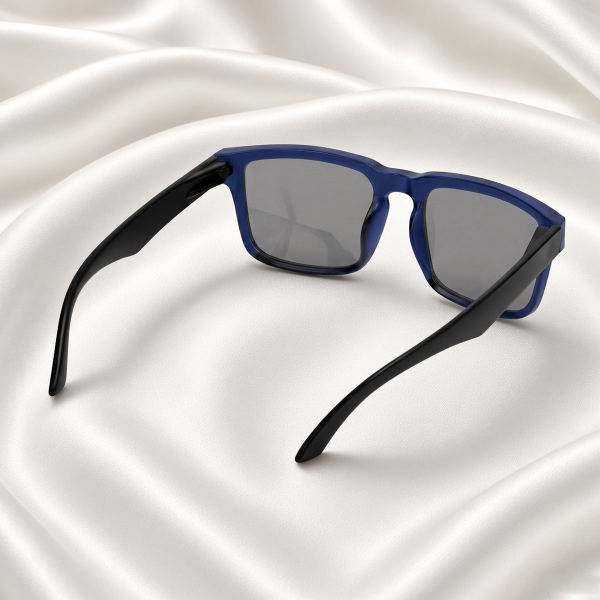Specsnex x CP | Rubber Finish Square Sunglasses | Navy Blue TR90 Frame | 100% UV Protection