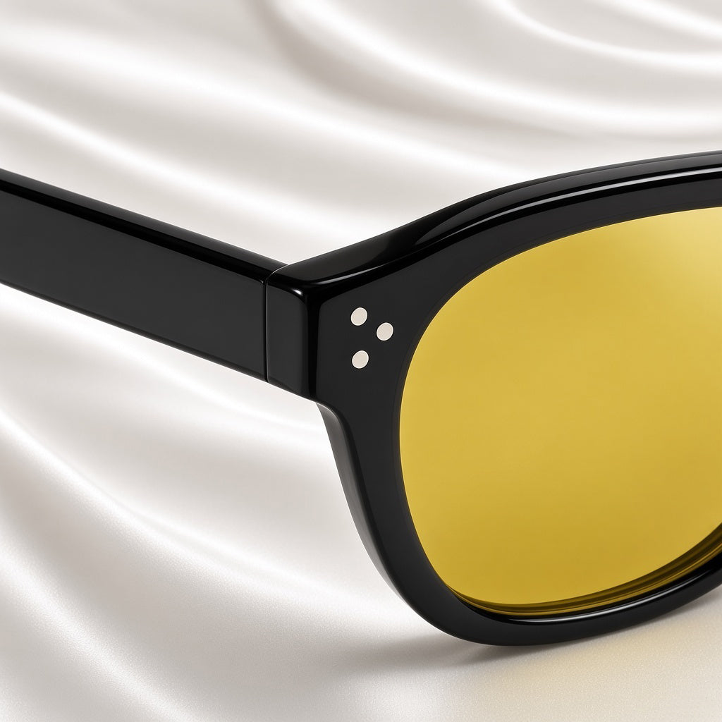 Specsnex x Robust | Glossy Round Sunglasses | BLACK TR90 Frame | Night Vision 100% UV Lenses