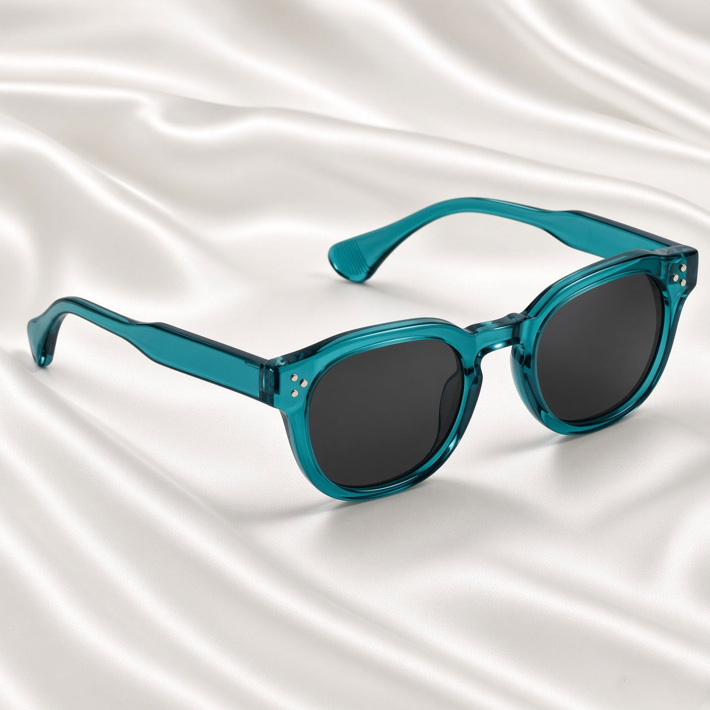 Specsnex x Robust | Glossy Round Sunglasses |Turquoise Translucent TR90 Frame | 100% UV Protection