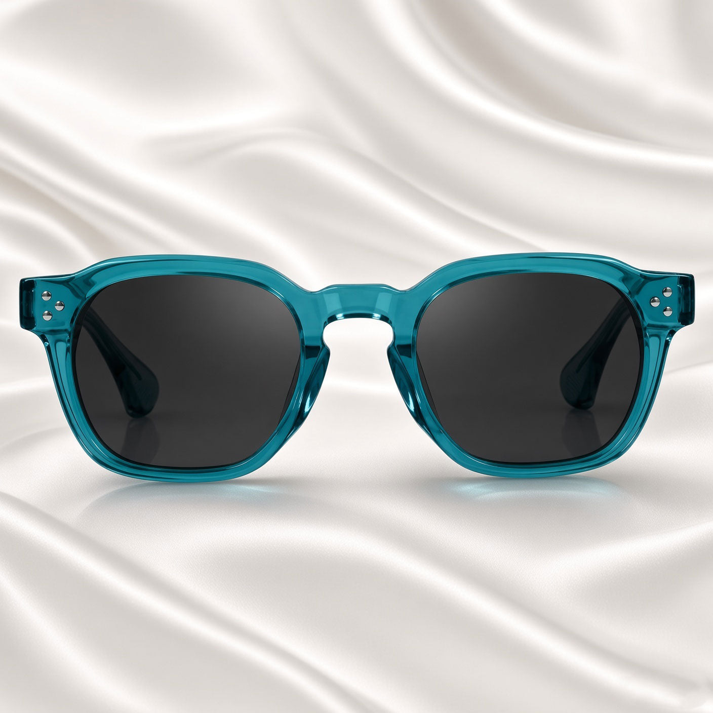 Specsnex x Robust | Glossy Round Sunglasses |Turquoise Translucent TR90 Frame | 100% UV Protection