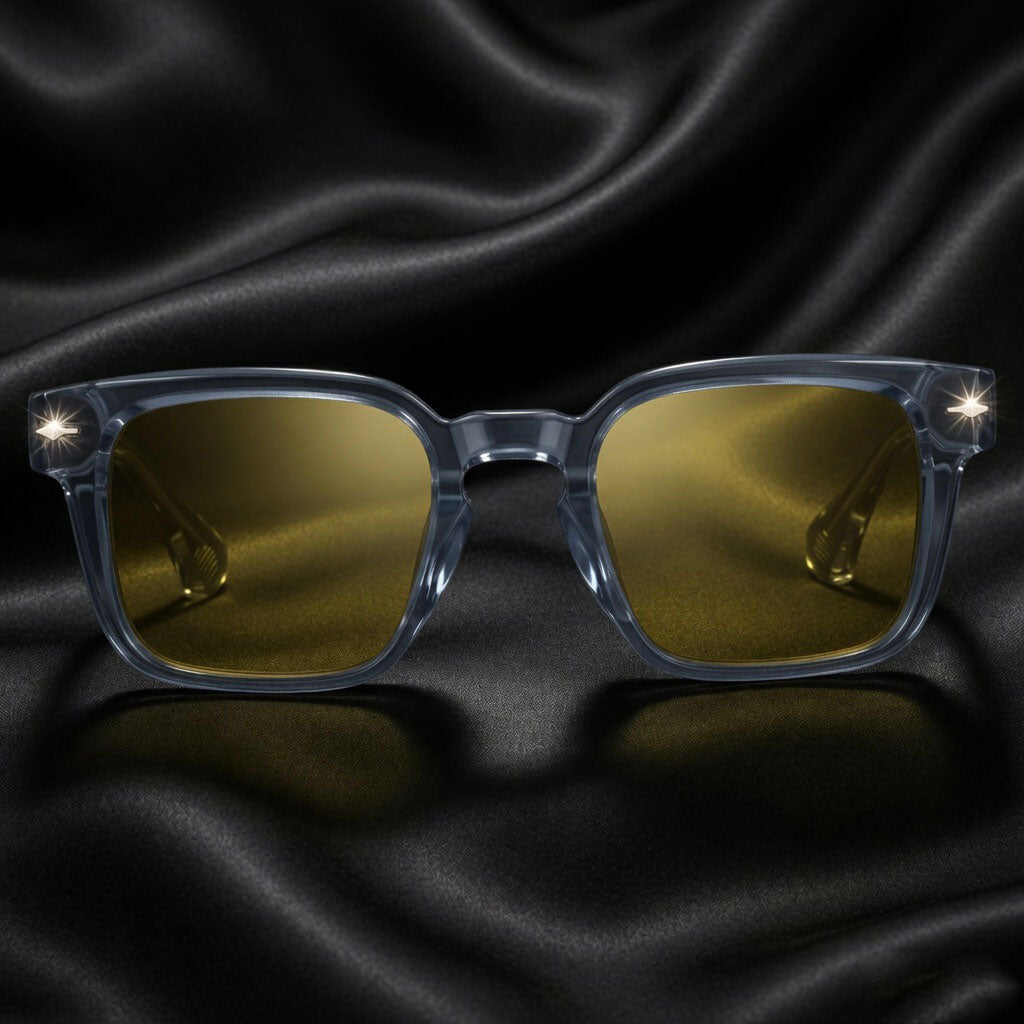 Specsnex x THICKER | Grey Frame Night Vision Lenses | Glossy Square TR90 Frame With 100% UV Protected  Lenses
