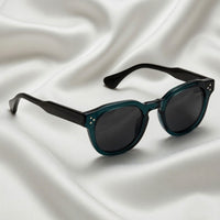 Specsnex x ROBUST | Dark Teal Front And Translucent Black Temples | Glossy Round TR90 Frame With 100% UV Protected Black Lenses