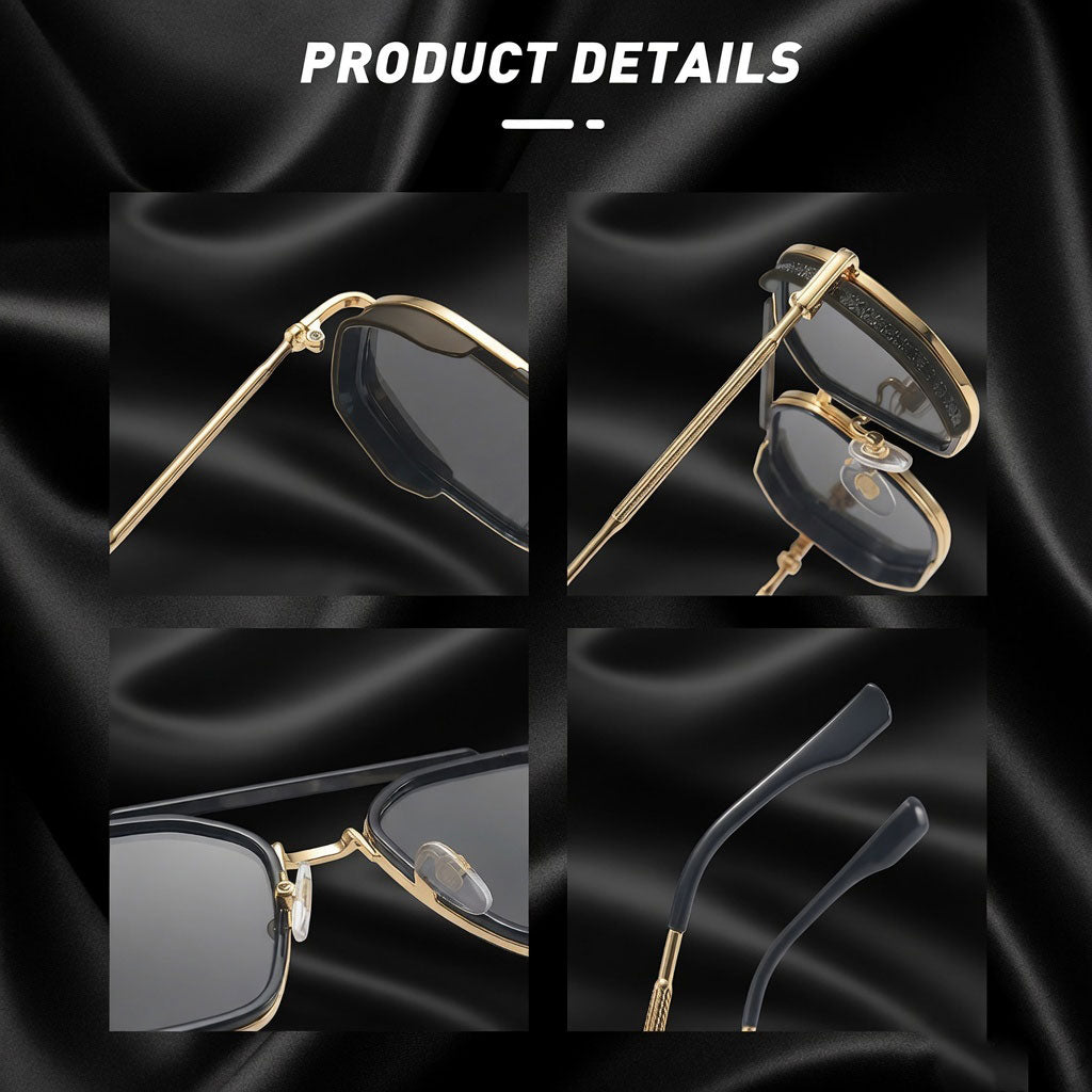 Specsnex x KING | Metal Gold Square Frame WIth 100% UV Protected Lenses