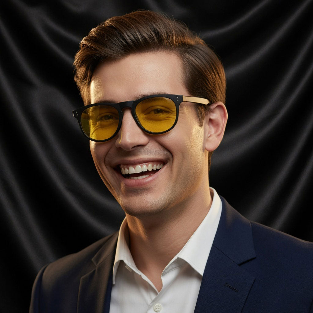Specsnex x OSLO | Black Frame, Night Vision Lens | Rubber Coated Round TR90 Frames With 100% UV Protected Night Driving Lenses