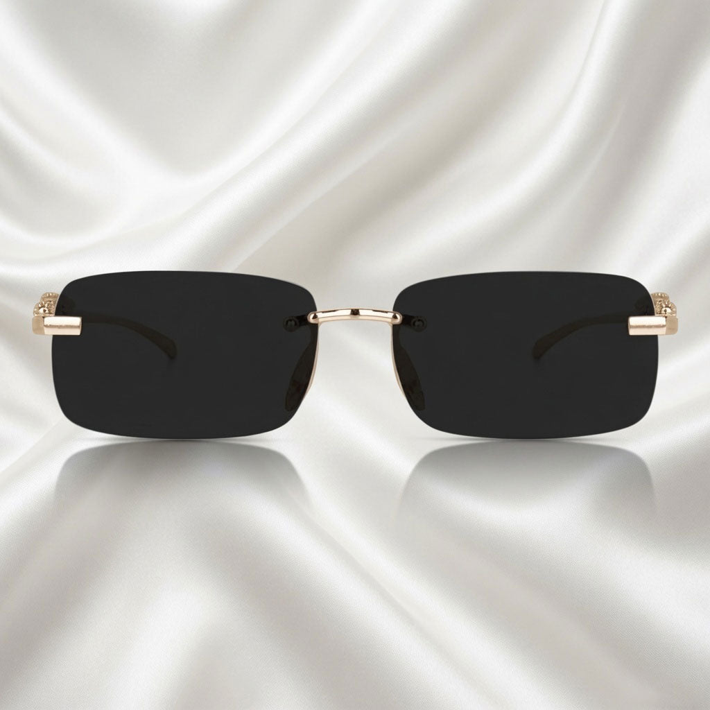 Specsnex X VERTEX | Rimless Metal Frame Black Lenses | 100% UV Protected Sunglasses