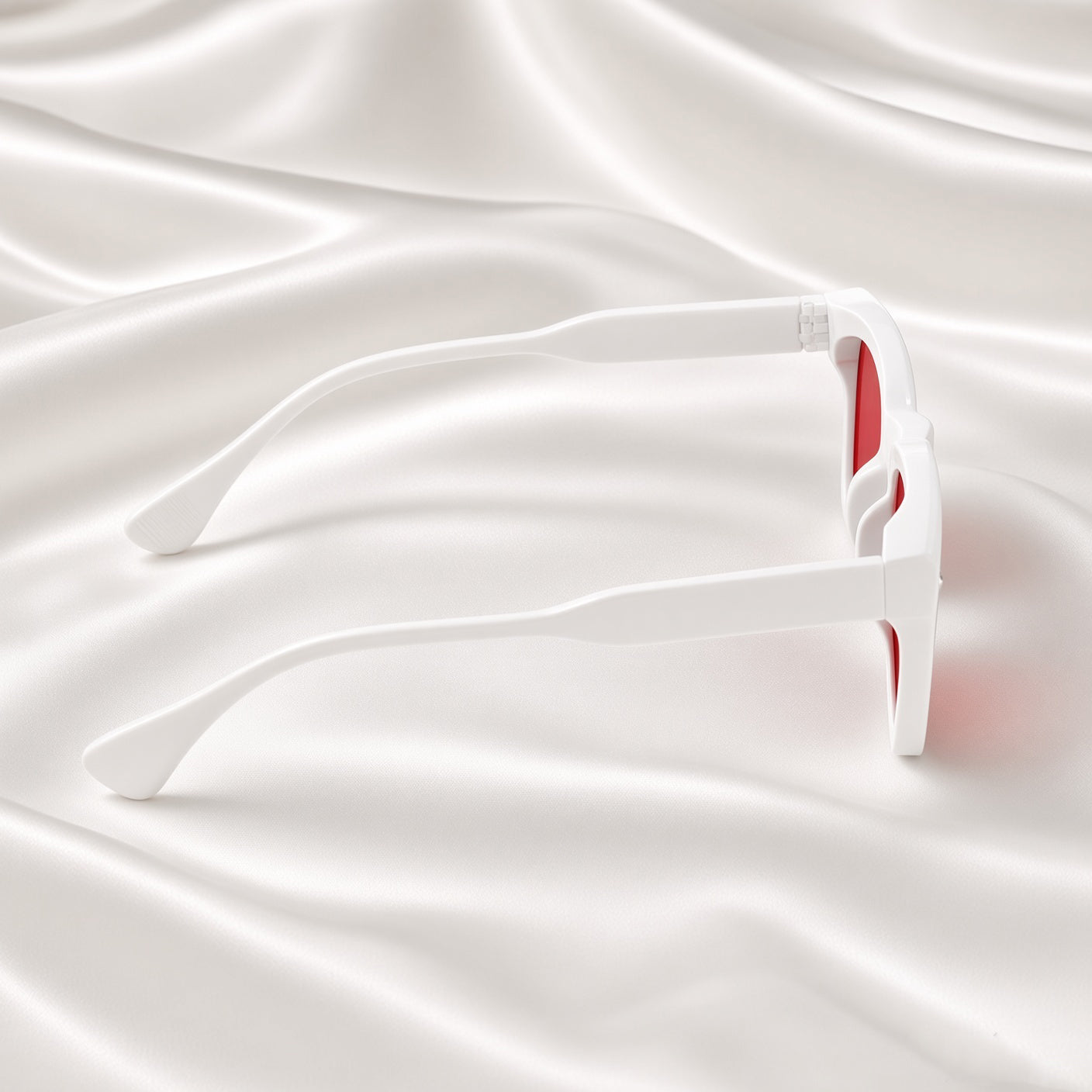 Specsnex x Fusion|  Glossy Square Sunglasses | White TR90 Frame | RED TINT 100% UV Protection