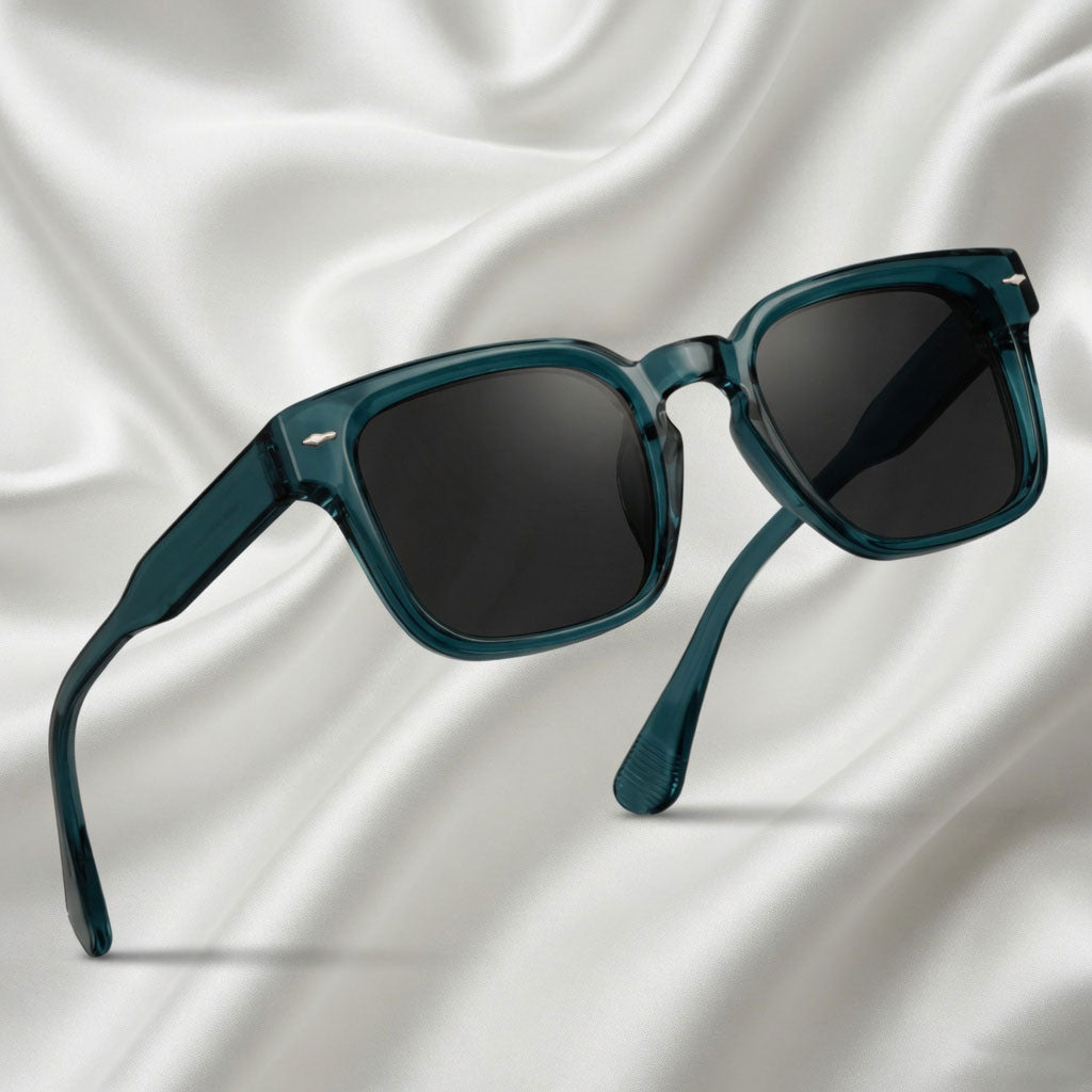 Specsnex x Thicker | Glossy Square Sunglasses | Dark Teal TR90 Frame | 100% UV Protection