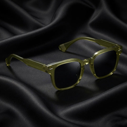 THE THICKER | Glossy Olive Square TR90 Frame With 100% UV Protected Lenses