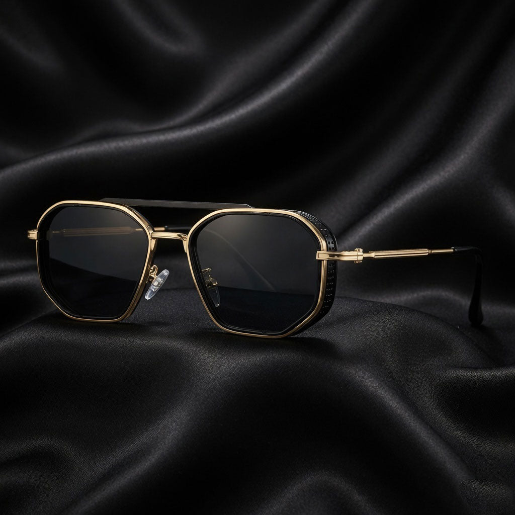 Specsnex x KING | Metal Gold Square Frame WIth 100% UV Protected Lenses