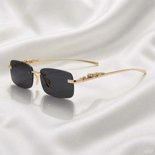 Specsnex X VERTEX | Rimless Metal Frame Black Lenses | 100% UV Protected Sunglasses