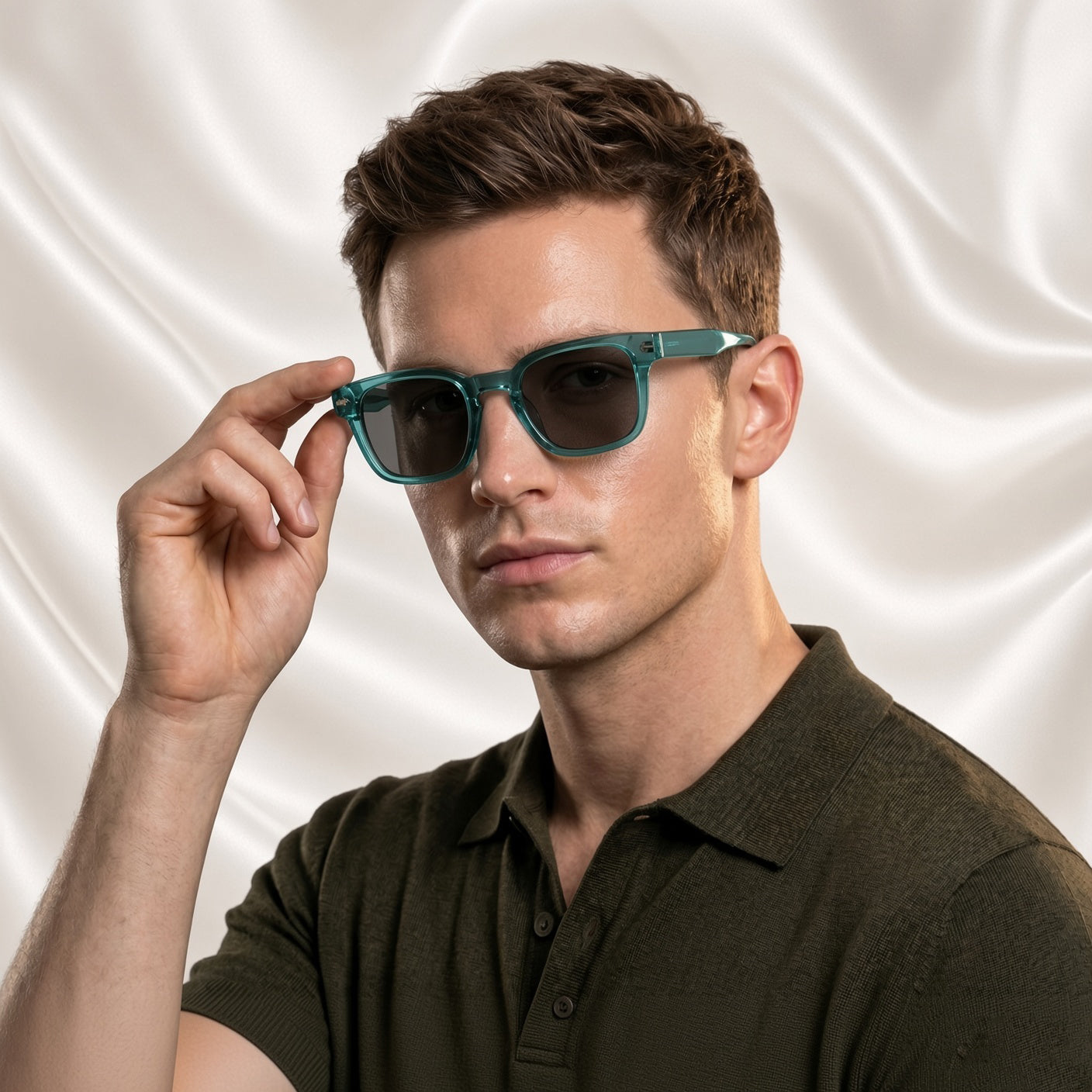 Specsnex x Thicker | Glossy Square Sunglasses | Turquoise Translucent TR90 Frame | 100% UV Protection