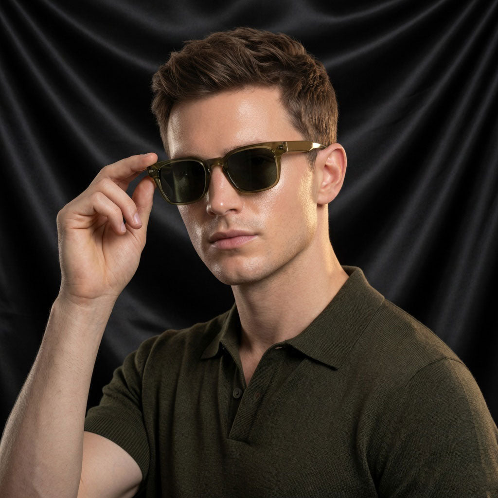 Specsnex x Thicker | Glossy Square Sunglasses | Dark Olive TR90 Frame | 100% UV Protection
