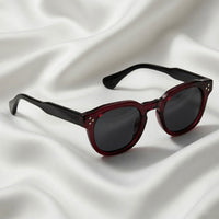 Specsnex x ROBUST | Dark Maroon Front And Translucent Black Temples | Glossy Round TR90 Frame With 100% UV Protected Black Lenses