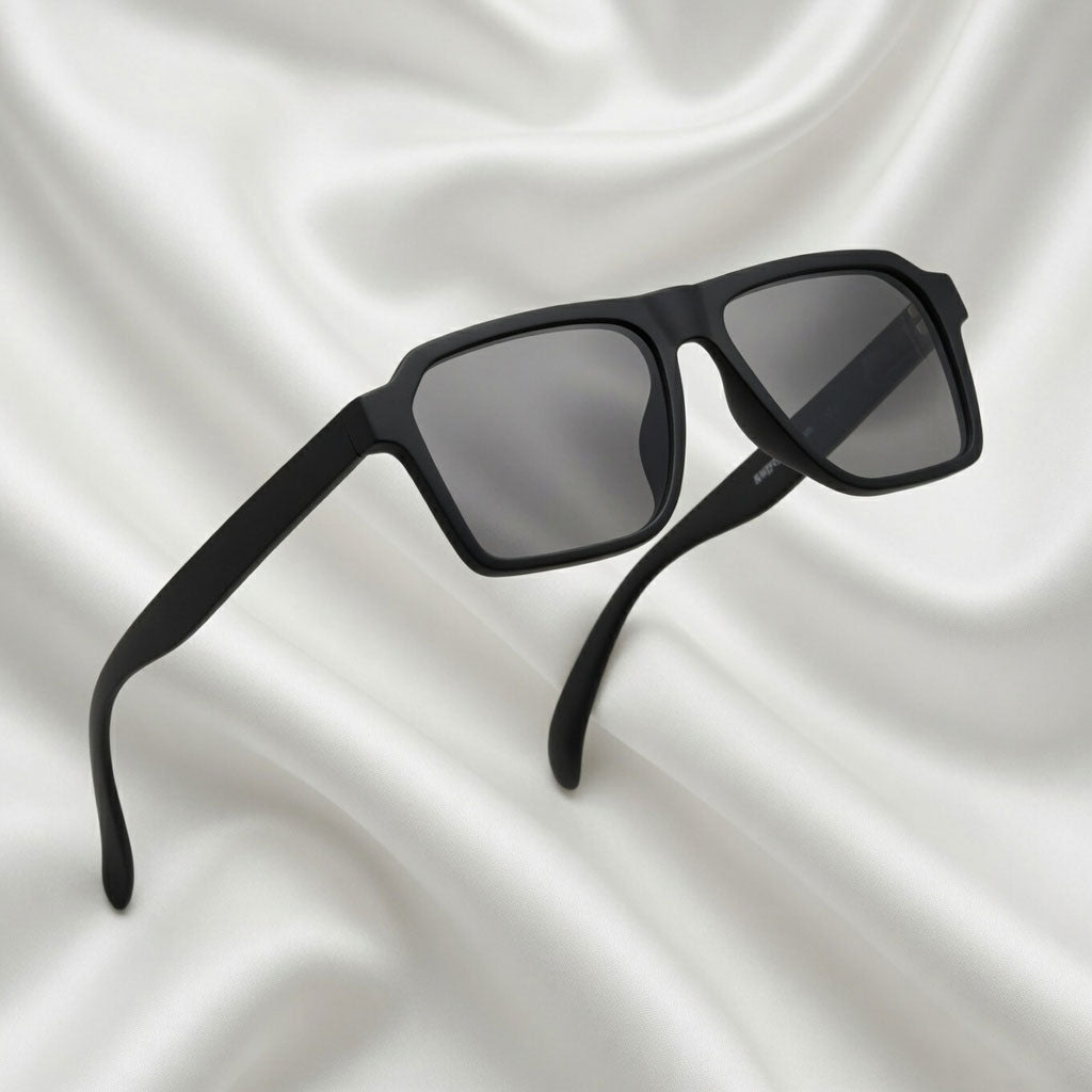 Specsnex x VINTO | Full Black Rubber Coated Rectangle TR90 Frame With 100% UV Protected Lenses