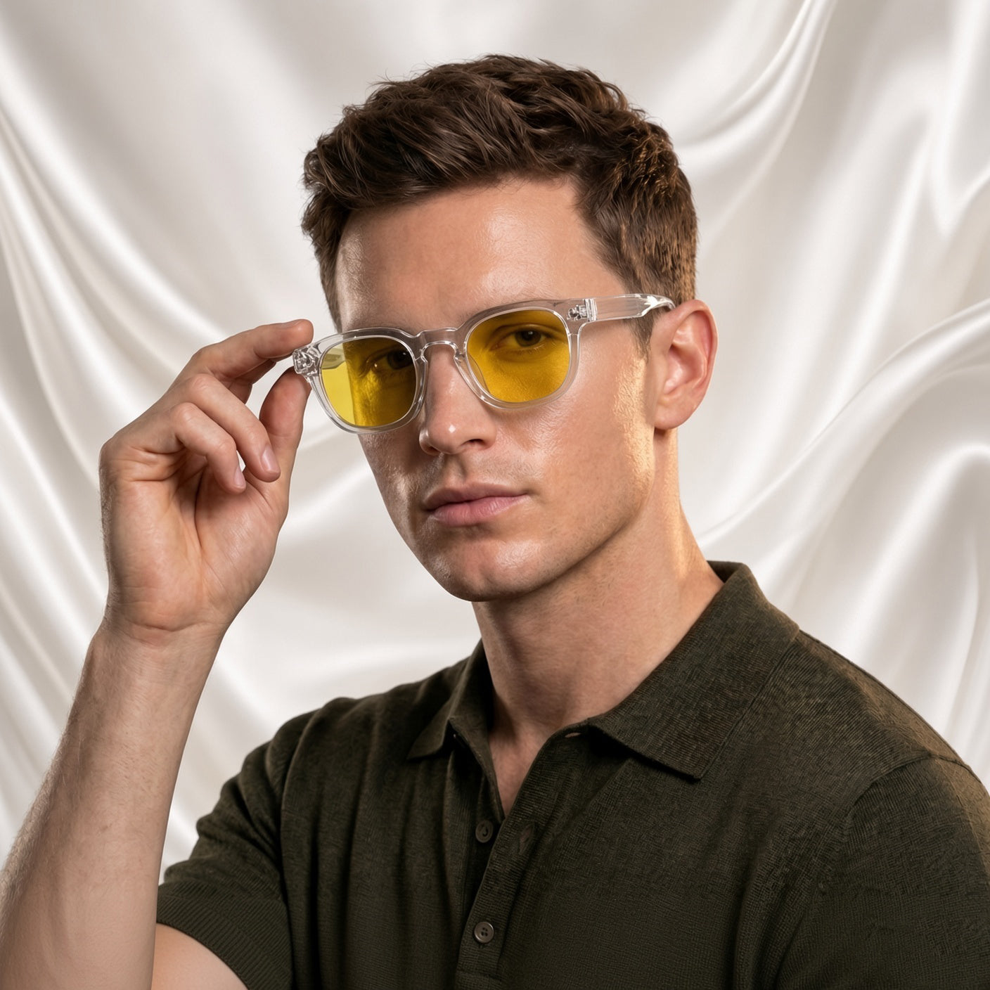 Specsnex x Robust | Glossy Round Sunglasses | Transparent TR90 Frame | Night Vision 100% UV Lenses