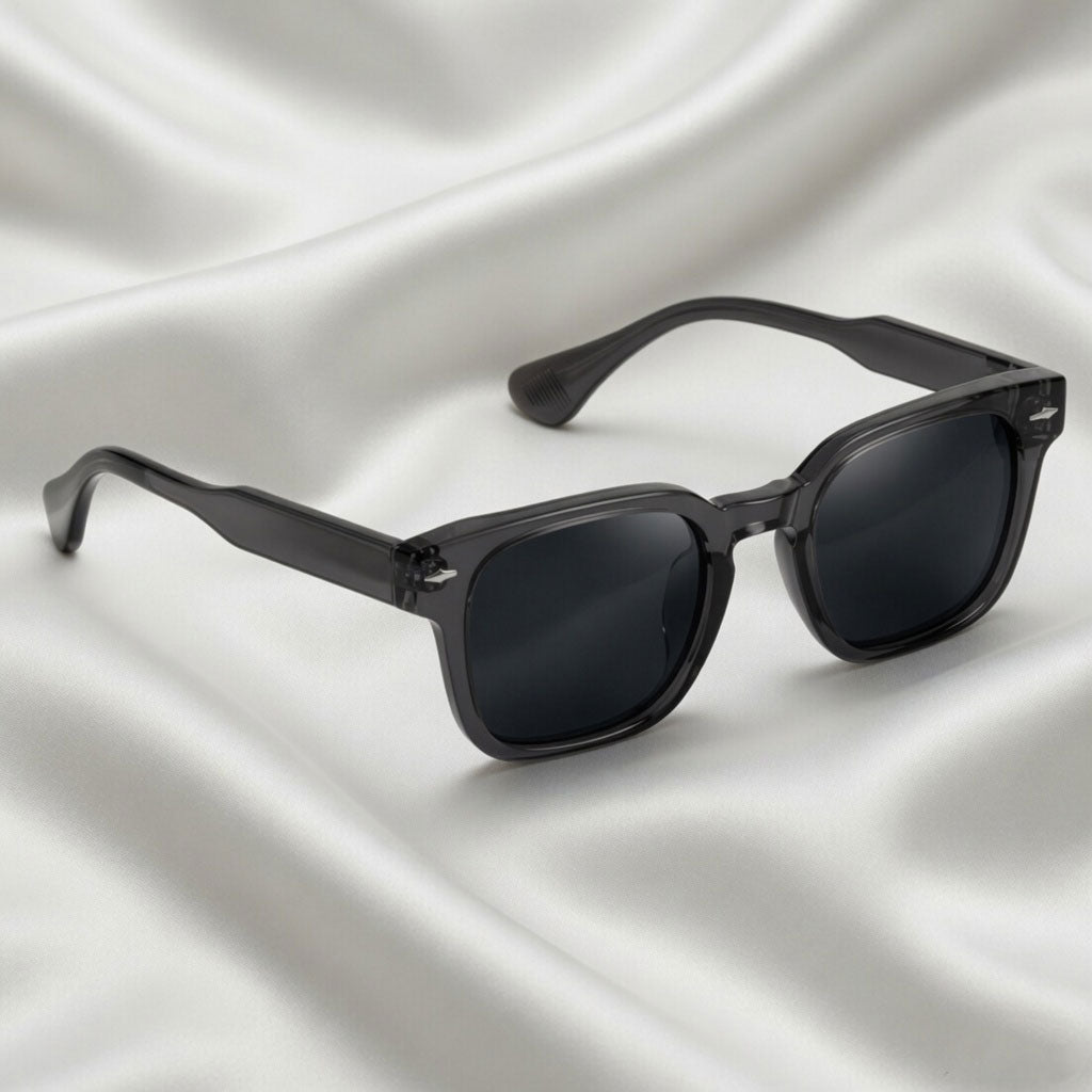 Specsnex x THICKER Sunglasses | Dark Grey Frame Black Lens | Glossy Square TR90 Frame With 100% UV Protected Lenses
