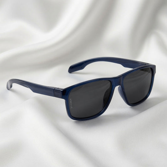 Specsnex x Crimson | Square Dark Navy Blue TR90 Glossy Frame With Black 100% UV Protected Lenses