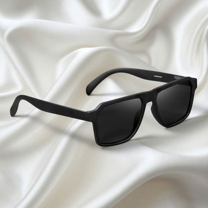 Specsnex x VINTO | Full Black Rubber Coated Rectangle TR90 Frame With 100% UV Protected Lenses