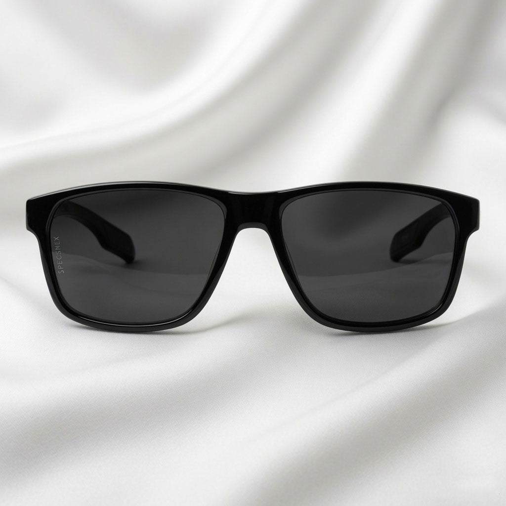 Specsnex x Crimson | Square Black TR90 Glossy Frame With Black 100% UV Protected Lenses
