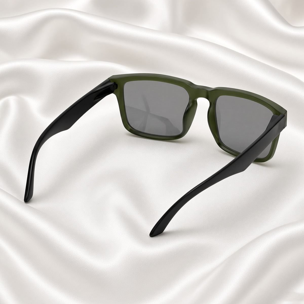 Specsnex x CP | Rubber Finish Square Sunglasses | Dark Olive TR90 Frame | 100% UV Protection